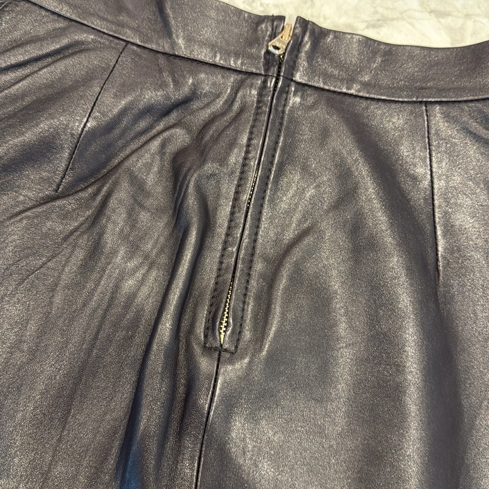 Sandro Black Leather Pleated Skirt 0 - Picture 6 of 9